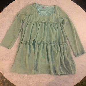 Tobi Mint Shift Dress with Ruffle Detail